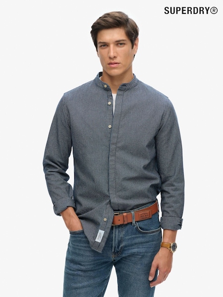 Superdry Indigo Stripe 100% Cotton Merchant Grandad Shirt (801771) | AZN 163