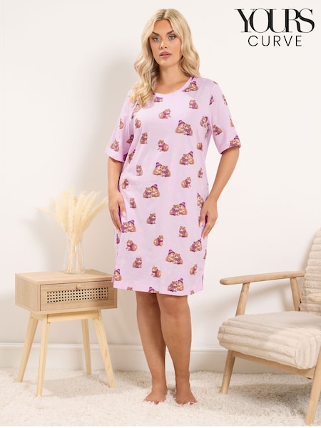 Pink - Yours Curve Polka Dot Capybara Nightdress
