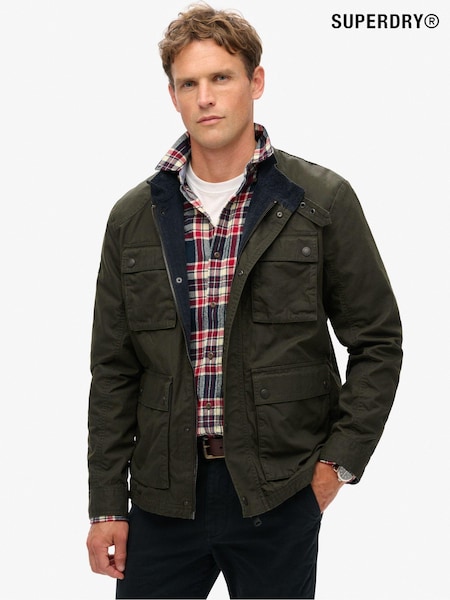Оливково-зеленые - Superdry 100% Cotton Merchant Wax Jacket (801831) | €266