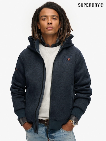 Azul mar - Superdry Hooded Bonded Knit Bomber Jacket (801893) | 130 €