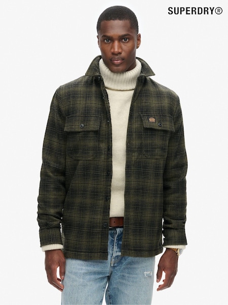 Superdry Haze Ombre Olive Wool Miller Overshirt (801960) | €114