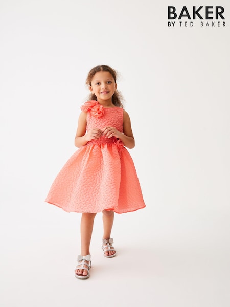 Baker by Ted Baker Orange Apricot Textured Corsage Dress (802022) | €21.50 - €22.50