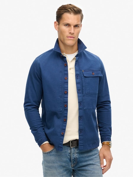 Superdry Indigo Herringbone Merchant Utility Overshirt (802064) | €130