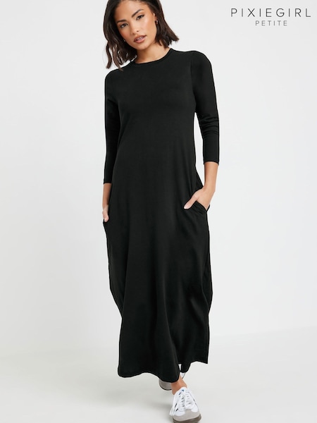 Melns - Pixiegirl Petite Jersey Long Sleeve T-shirt Dress