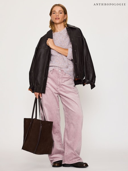Purple - Anthropologie Pilcro Kayden Cord Mid-rise Barrel Trousers