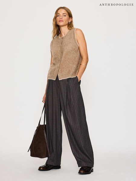 Grey - Anthropologie Tailored Barrel Stripe Trousers