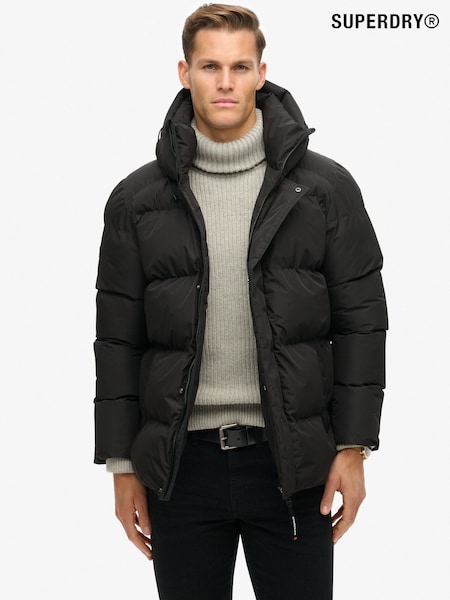 Superdry Black Hooded 5 Baffle Sports Puffer Jacket (802462) | €67