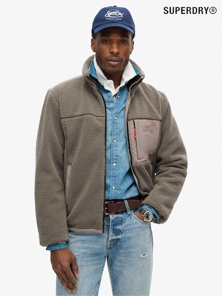 Superdry Timber Wolf Brown Relaxed Fleece Trekker Jacket (802598) | R$ 890