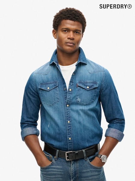 Superdry Blue 100% Cotton Vintage Western Shirt (802655) | €91