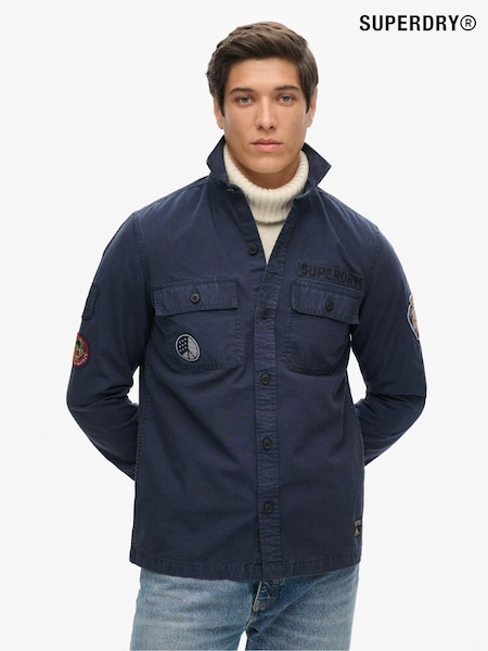 Superdry Eclipse Navy 100% Cotton Long Sleeve Delta Shirt (802735) | €122