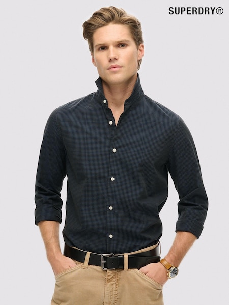 Superdry Grey/Navy Check 100% Cotton Casual Long Sleeve Shirt (802759) | €69