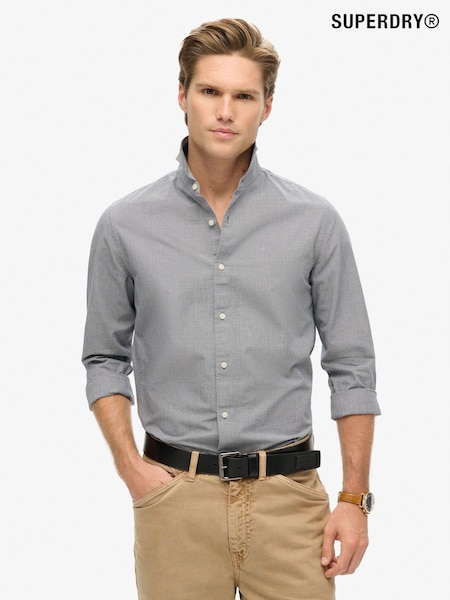 Superdry Darkest Navy 100% Cotton Casual Long Sleeve Shirt (802774) | 136 QAR