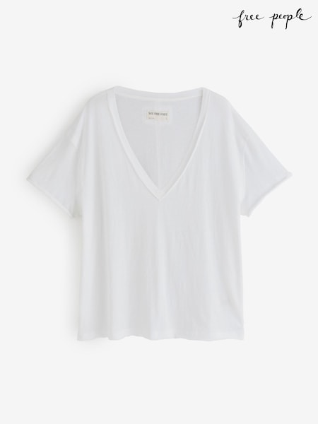 Білий - Free People Nina V-neck T-shirt