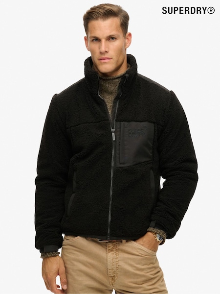 Negru - Jachetă Trekker din lână relaxată Superdry (802974) | 420 LEI