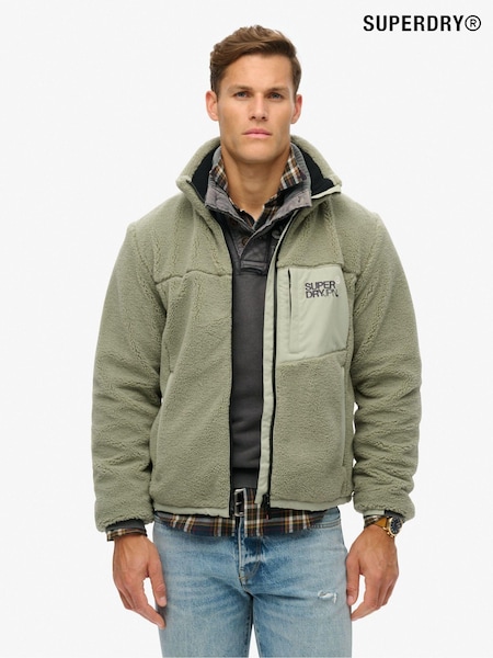 Verde iarbă de mare - Jachetă Trekker din lână relaxată Superdry (802997) | 469 LEI
