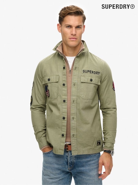 Superdry Olive Khaki 100% Cotton Long Sleeve Delta Shirt (803018) | €102