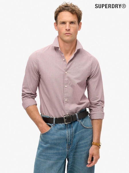 Roșu mahon - Superdry 100% Cotton Casual Mânecă lungă Cămăși (803115) | 287 LEI