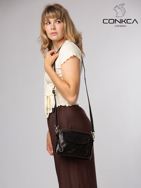 أسود - Conkca 'starling' Leather Cross-body Bag