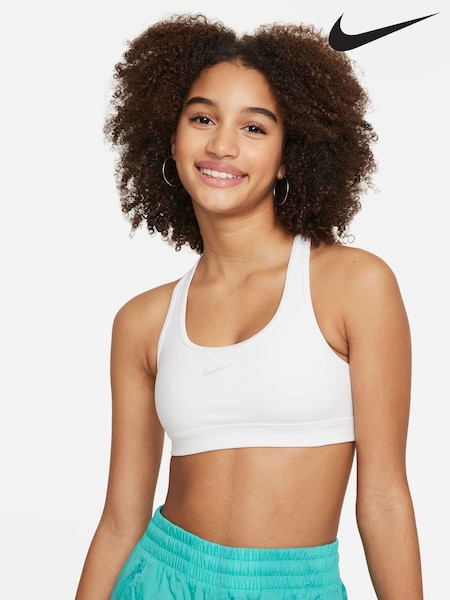 Nike White Dri-FIT Swoosh Support Bra (803181) | ₪116