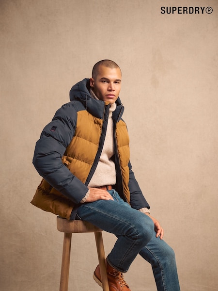 Superdry Navy Colourblock Hood Colour Block Sport Puffer Jacket (803216) | €84