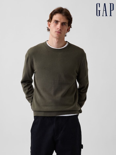 Olive Green - Regular Gap Cashsoft Crew Jumper
