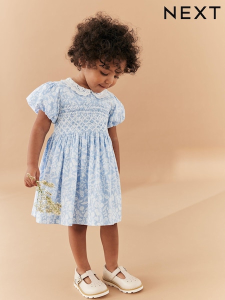 Blau - Lace Collar Shirred Dress (3mths-8yrs) (803412) | 12 € - 15 €