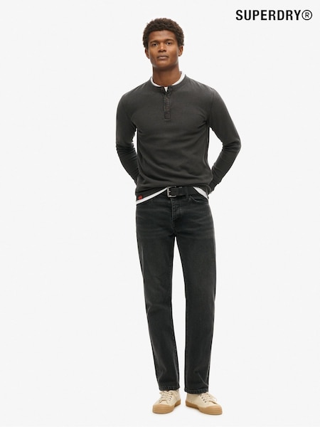 Superdry Black 100% Cotton Vintage Textured Grandad Top (803702) | R$ 395