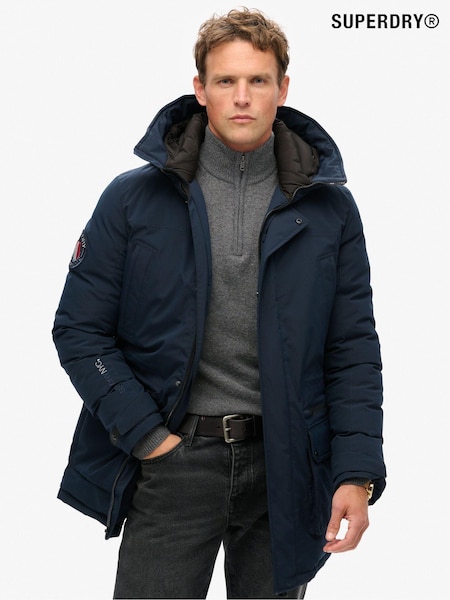 Superdry Eclipse Navy City Padded Parka Coat Hooded and Water-Repellent Jacket (803715) | €114