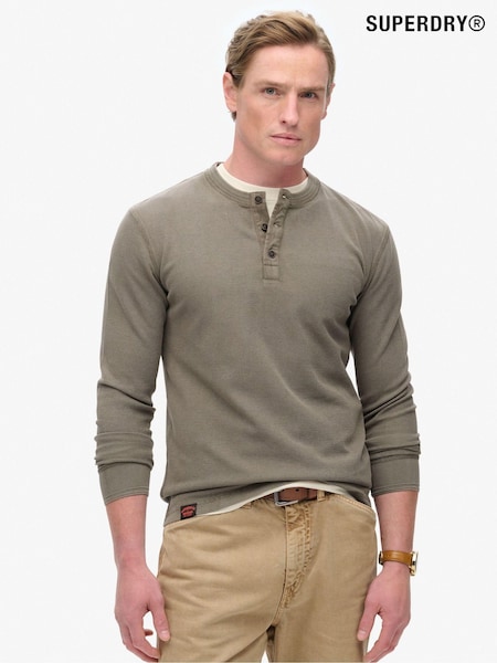 Superdry Brown 100% Cotton Vintage Textured Grandad Top (803848) | €40
