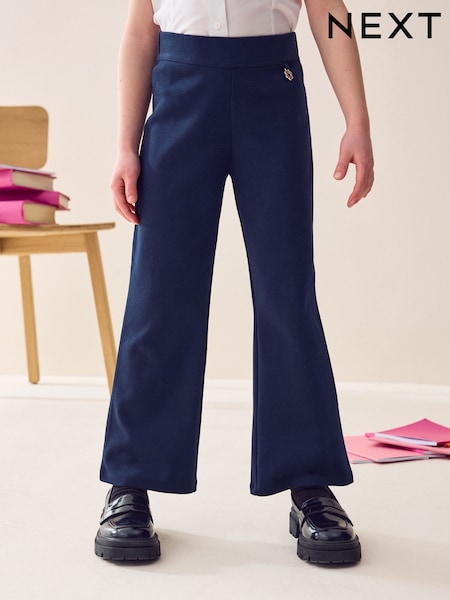 Navy Blue Pull-On Cotton Rich Stretch Boot Cut School Trousers (3-16yrs) (803861) | 49 QAR - 74 QAR