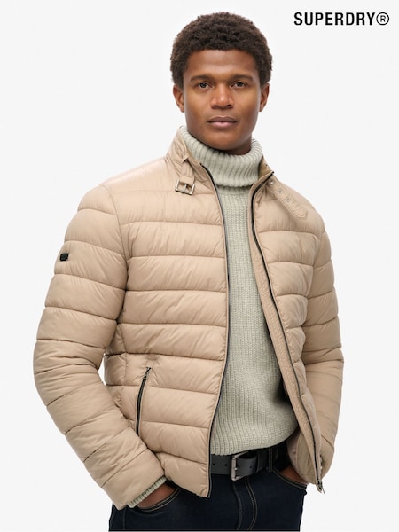 Superdry Deep Beige Slub Lightweight Padded Coat Jacket (804548) | €152
