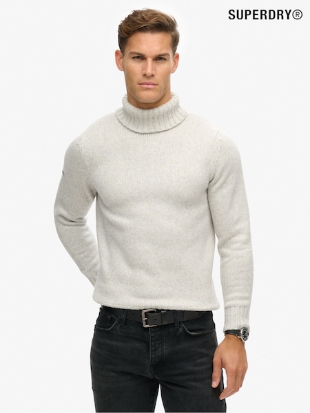 Superdry Glacier Grey Brushed Roll Neck Jumper (804557) | 185 QAR