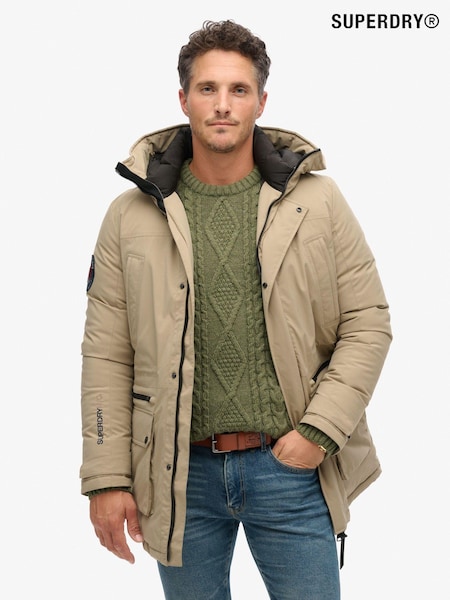 Superdry Timber Wolf Brown City Padded Parka Coat Hooded and Water-Repellent Jacket (804573) | €227
