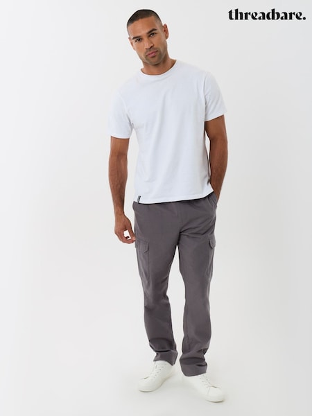 Grey - Regular Threadbare Regular Fit Cotton Cargo Trousers