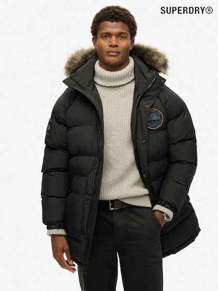 Superdry Jet Black Everest Longline Baffled Parka (804774) | €265