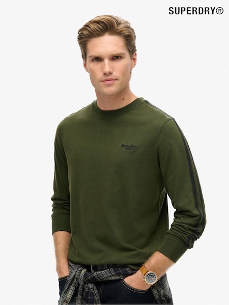 Superdry Green 100% Cotton Essential Logo Retro Stripe Long Sleeve Top (804895) | $55