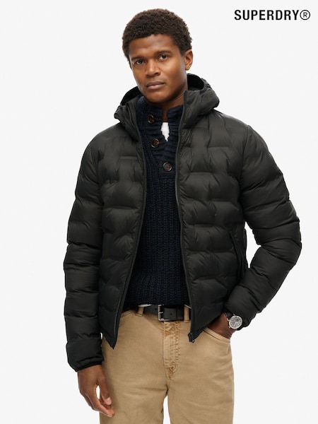 Superdry Black 100% Cotton Hooded Quilted Puffer Jacket (805225) | €182