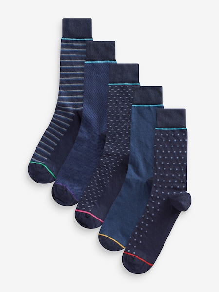 Navy Pattern Smart Socks 5 Pack (805692) | OMR3