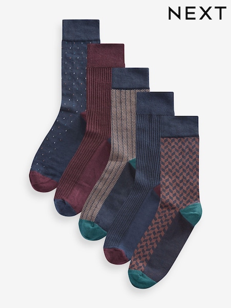 Neutral/Navy Pattern Smart Socks 5 Pack (805729) | $25