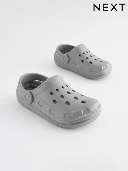 Grey Faux Fur Lined Clog Slippers (805798) | AED40 - AED47