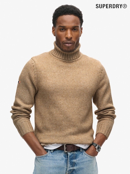 Superdry Humus Beige Brushed Roll Neck Jumper (805947) | 259 QAR