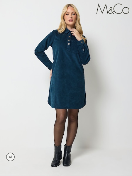 Plavo - M&co Corduroy Mini Shirt Dress