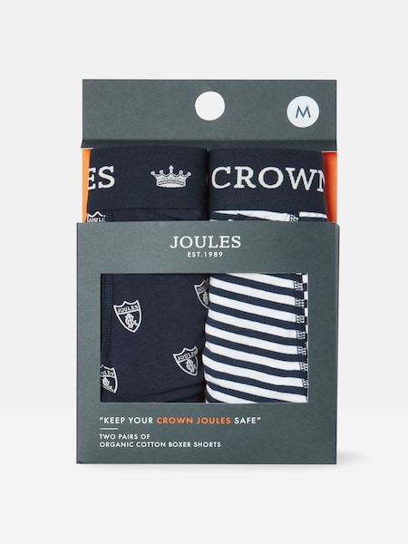 Laivasto & Valkoinen harja - Joules Crown Joules Pack Of Two Cotton Boxers (805986) | €32
