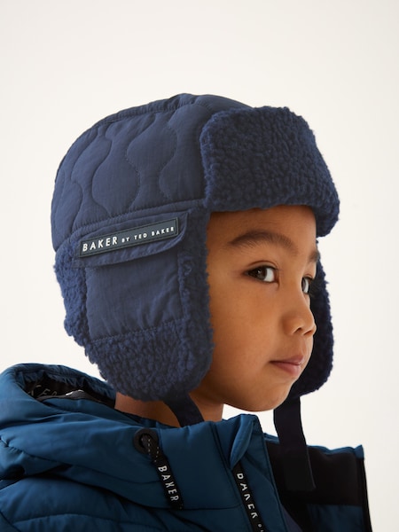 Baker by Ted Baker Boys Navy Blue Trapper Hat and Mittens Set (805993) | 25 €