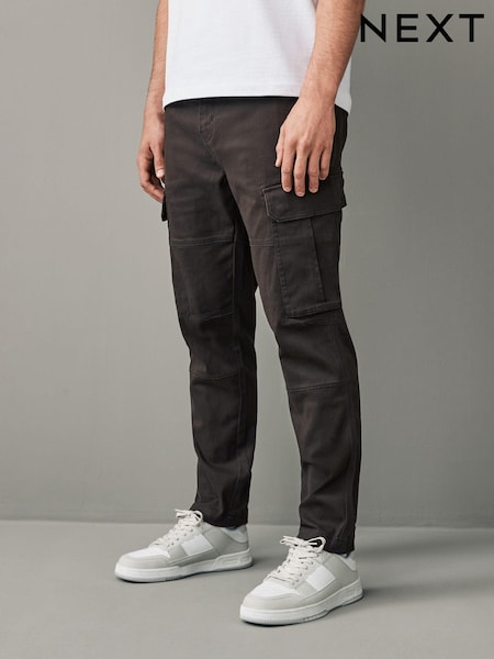 Brown Slim Fit Cotton Stretch Cargo Trousers (806149) | LEI 121