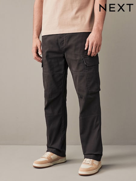 Brown Straight Fit Cotton Stretch Cargo Trousers (806177) | €8
