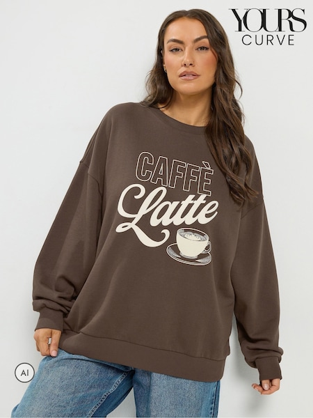 Brown - Yours Curve 'cafe Latte' Sweatshirt