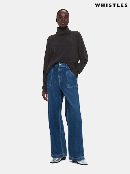 Whistles Grey Cashmere Roll Neck Jumper (806234) | €253