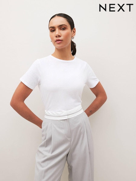 White The Everyday Crew Neck Cotton Rich Short Sleeve T-Shirt (806530) | kr80