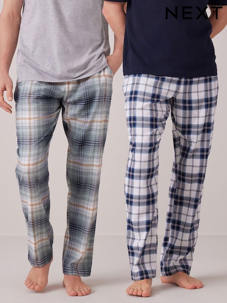 Grey/Green Woven Check Pyjama Bottoms 2 Pack (806574) | €20